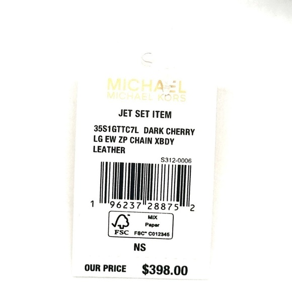 MICHAEL KORS LARGE EW ZIP CHAIN CROSSBODY BAG DARK CHERRY (NWT) - Picture 11 of 11